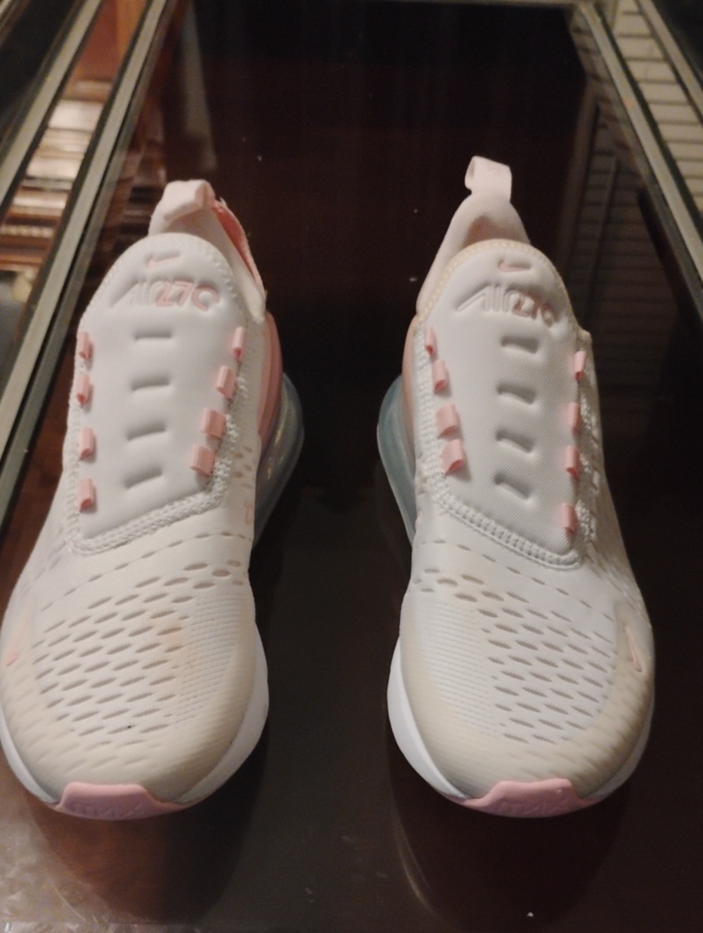 Nike Women Air Max 270 Slip-On Sneakers - White & Pink - Picture 1 of 5